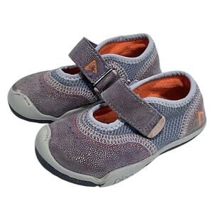 Plae Little Girls Emme Mary Jane Shimmer Suede Shoes Size 6 Sparkle Purple Gray